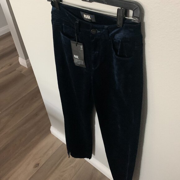 Paige Navy Velvet Pant - Picture 4 of 5